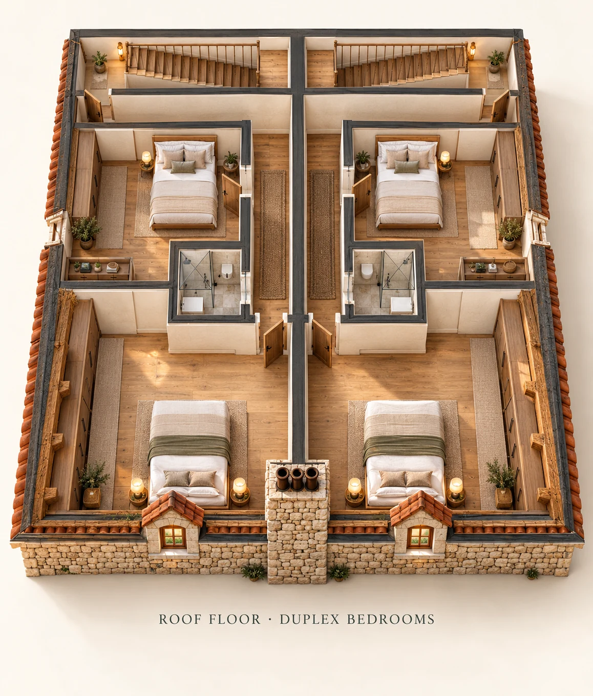 Duplex roof bedroom concept